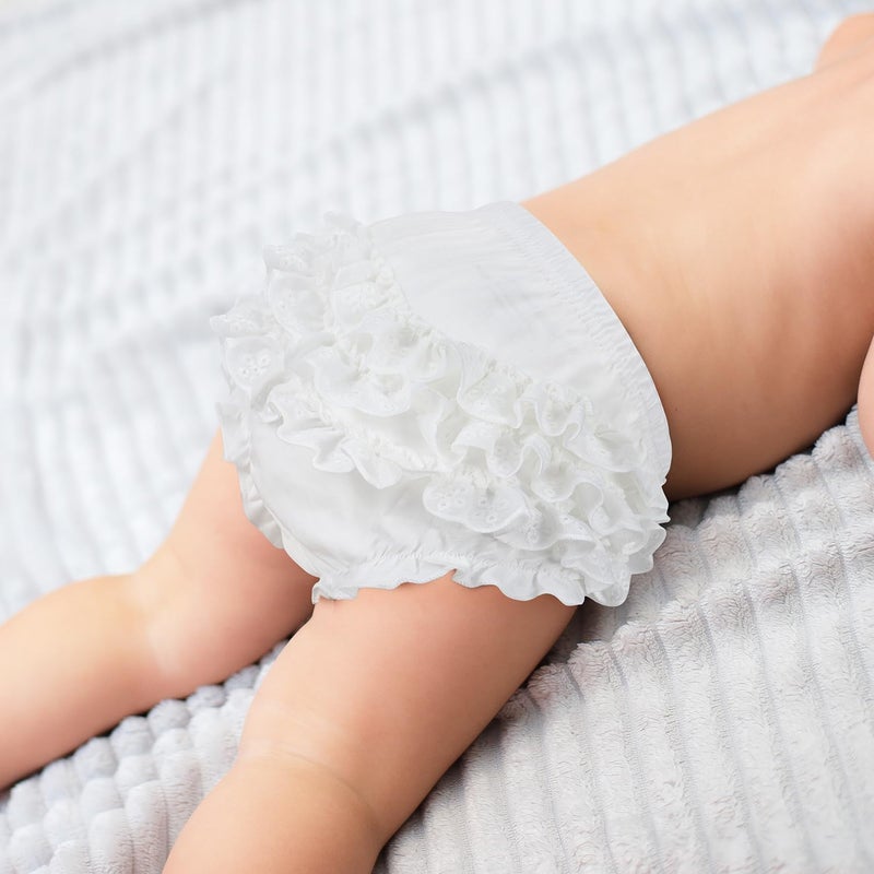 Bosweety طقم مكون من 5 قطع من غطاء حفاضات دانتيل مزخرف للفتيات الصغيرات شورتات داخلية قطنية بيضاء - Image 5